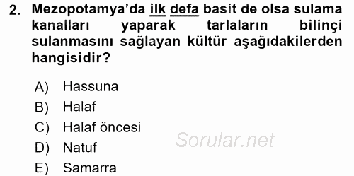 Eski Mezopotamya ve Mısır Tarihi 2016 - 2017 Ara Sınavı 2.Soru