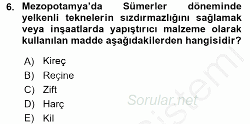 Eski Mezopotamya ve Mısır Tarihi 2016 - 2017 Ara Sınavı 6.Soru