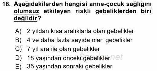 Aile Yapısı ve İlişkileri 2017 - 2018 3 Ders Sınavı 18.Soru