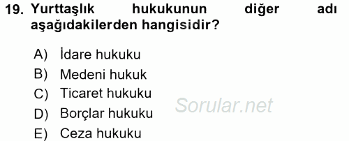 Aile Yapısı ve İlişkileri 2017 - 2018 3 Ders Sınavı 19.Soru