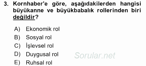 Aile Yapısı ve İlişkileri 2017 - 2018 3 Ders Sınavı 3.Soru