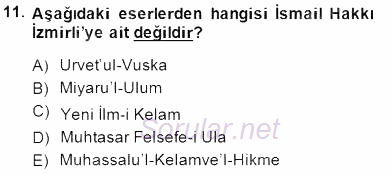 Türk Düşünce Tarihi 2014 - 2015 Dönem Sonu Sınavı 11.Soru