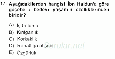 Türk Düşünce Tarihi 2014 - 2015 Dönem Sonu Sınavı 17.Soru