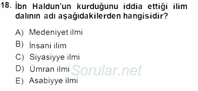 Türk Düşünce Tarihi 2014 - 2015 Dönem Sonu Sınavı 18.Soru