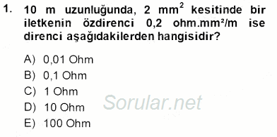 Devre Analizi 2014 - 2015 Ara Sınavı 1.Soru