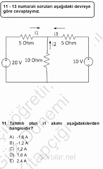 Devre Analizi 2014 - 2015 Ara Sınavı 11.Soru