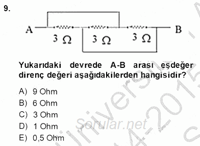 Devre Analizi 2014 - 2015 Ara Sınavı 9.Soru