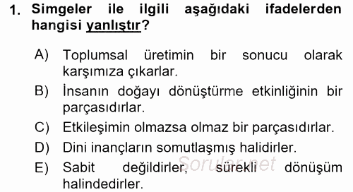 Kültür Sosyolojisi 2017 - 2018 3 Ders Sınavı 1.Soru