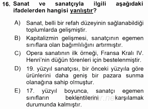 Kültür Sosyolojisi 2017 - 2018 3 Ders Sınavı 16.Soru