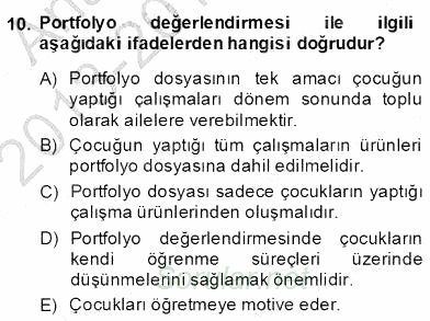 Çocukları Tanıma Teknikleri 2013 - 2014 Dönem Sonu Sınavı 10.Soru