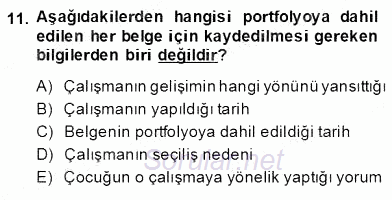 Çocukları Tanıma Teknikleri 2013 - 2014 Dönem Sonu Sınavı 11.Soru