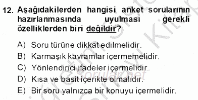 Çocukları Tanıma Teknikleri 2013 - 2014 Dönem Sonu Sınavı 12.Soru