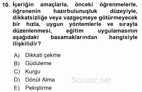 Sınıf Yönetimi 2015 - 2016 Dönem Sonu Sınavı 10.Soru