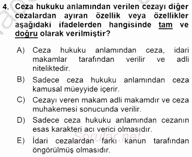 Ceza Hukuku 2015 - 2016 Dönem Sonu Sınavı 4.Soru