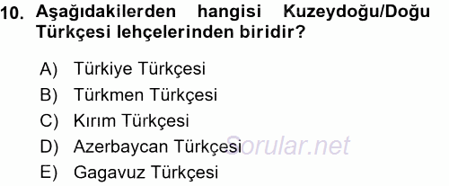 Çağdaş Türk Yazı Dilleri 1 2015 - 2016 Ara Sınavı 10.Soru