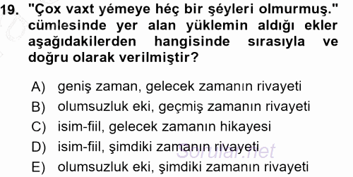 Çağdaş Türk Yazı Dilleri 1 2015 - 2016 Ara Sınavı 19.Soru