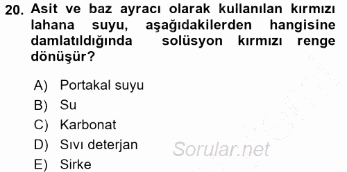 Okulöncesinde Fen Eğitimi 2015 - 2016 Dönem Sonu Sınavı 20.Soru