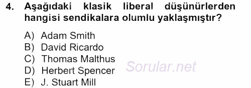 Sendikacılık 2012 - 2013 Dönem Sonu Sınavı 4.Soru