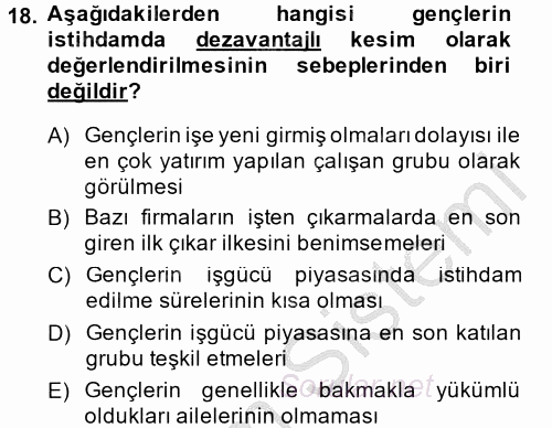 Yeni Teknolojiler ve Çalışma Hayatı 2014 - 2015 Ara Sınavı 18.Soru