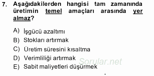 Yeni Teknolojiler ve Çalışma Hayatı 2014 - 2015 Ara Sınavı 7.Soru