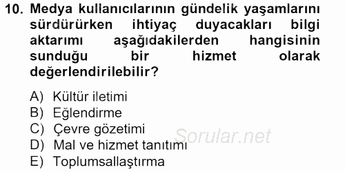 Film ve Video Kültürü 2012 - 2013 Dönem Sonu Sınavı 10.Soru