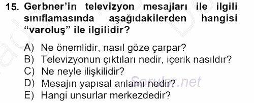 Film ve Video Kültürü 2012 - 2013 Dönem Sonu Sınavı 15.Soru