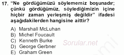 Film ve Video Kültürü 2012 - 2013 Dönem Sonu Sınavı 17.Soru