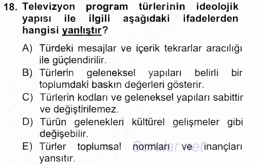 Film ve Video Kültürü 2012 - 2013 Dönem Sonu Sınavı 18.Soru