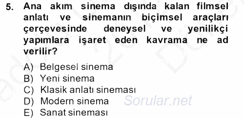Film ve Video Kültürü 2012 - 2013 Dönem Sonu Sınavı 5.Soru