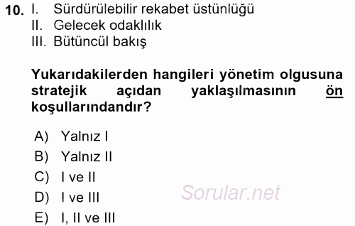 Halkla İlişkiler Yönetimi 2017 - 2018 Ara Sınavı 10.Soru