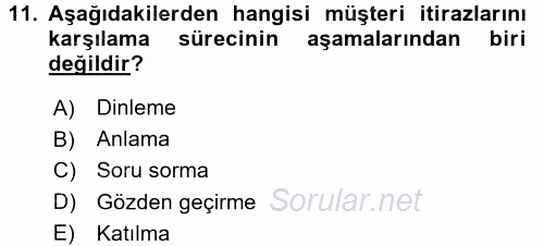 Satış Teknikleri 2017 - 2018 Dönem Sonu Sınavı 11.Soru