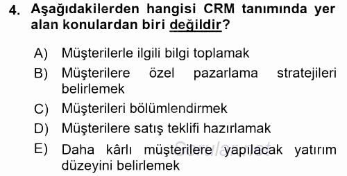 Satış Teknikleri 2017 - 2018 Dönem Sonu Sınavı 4.Soru