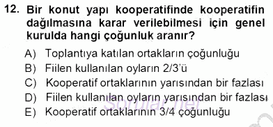 Konut Yapı Kooperatifçiliği 2013 - 2014 Tek Ders Sınavı 12.Soru