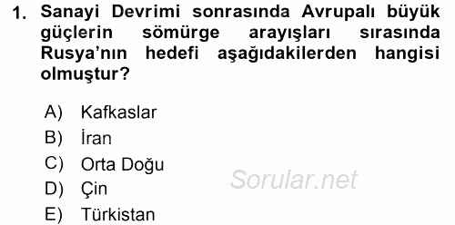 Orta Asya ve Kafkaslarda Siyaset 2016 - 2017 3 Ders Sınavı 1.Soru