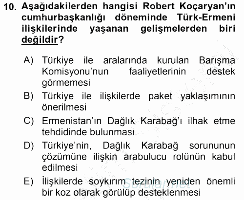 Orta Asya ve Kafkaslarda Siyaset 2016 - 2017 3 Ders Sınavı 10.Soru