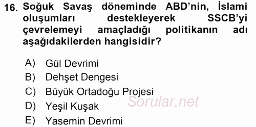 Orta Asya ve Kafkaslarda Siyaset 2016 - 2017 3 Ders Sınavı 16.Soru