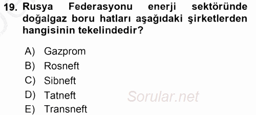Orta Asya ve Kafkaslarda Siyaset 2016 - 2017 3 Ders Sınavı 19.Soru