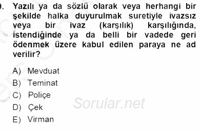 Belge Yönetimi ve Ofis Uygulamaları 2013 - 2014 Tek Ders Sınavı 9.Soru