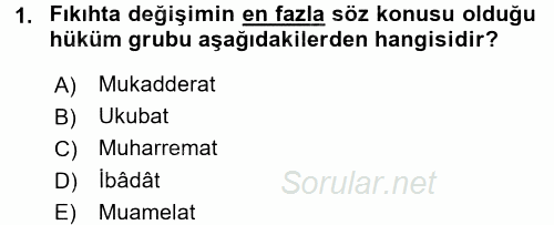 Günümüz Fıkıh Problemleri 2015 - 2016 Dönem Sonu Sınavı 1.Soru