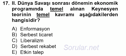 İletişim Sosyolojisi 2014 - 2015 Ara Sınavı 17.Soru