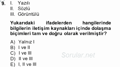 Dosyalama Arşivleme 2013 - 2014 Ara Sınavı 9.Soru