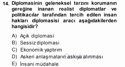 İnsan Hakları ve Demokratikleşme Süreci 2013 - 2014 Ara Sınavı 14.Soru