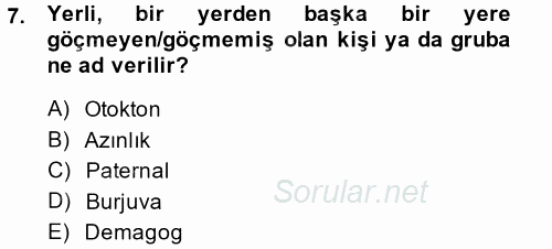 İnsan Hakları ve Demokratikleşme Süreci 2013 - 2014 Ara Sınavı 7.Soru
