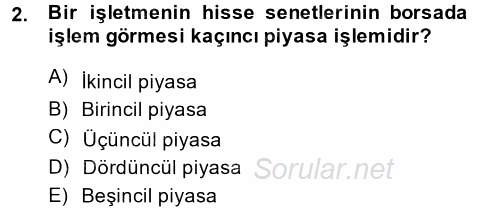 Bankalarda Kredi Yönetimi 2014 - 2015 Dönem Sonu Sınavı 2.Soru