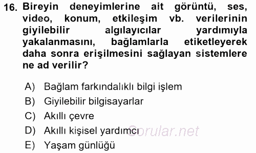 Temel Bilgi Teknolojileri 2 2015 - 2016 Dönem Sonu Sınavı 16.Soru