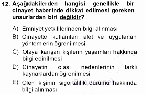 Haber Yazma Teknikleri 2014 - 2015 Ara Sınavı 12.Soru