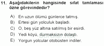 Türkçe Cümle Bilgisi 1 2015 - 2016 Ara Sınavı 11.Soru