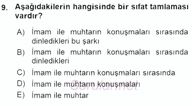 Türkçe Cümle Bilgisi 1 2015 - 2016 Ara Sınavı 9.Soru