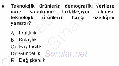 Teknoloji Perakendeciliği 2013 - 2014 Dönem Sonu Sınavı 6.Soru