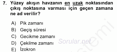 Tarımsal Yapılar ve Sulama 2016 - 2017 3 Ders Sınavı 7.Soru